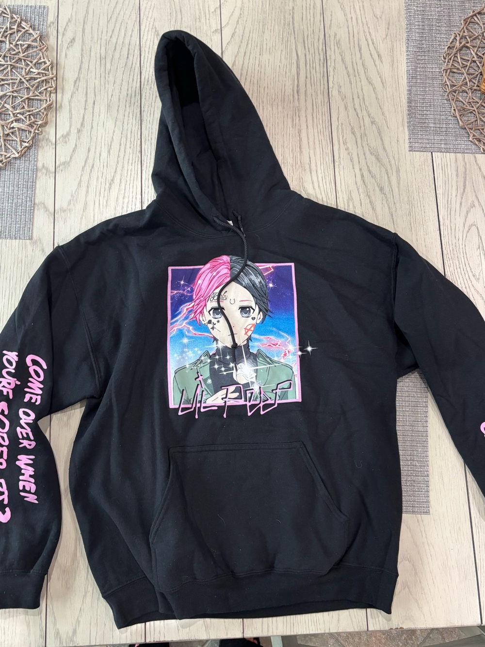 Gildan Black Anime Graphic Hoodie